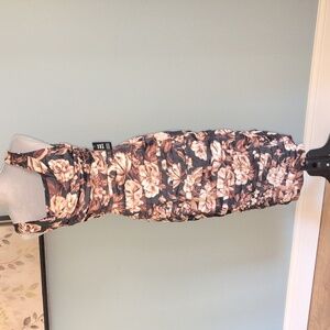Express Black Midi Dress with Cream Floral Print 10